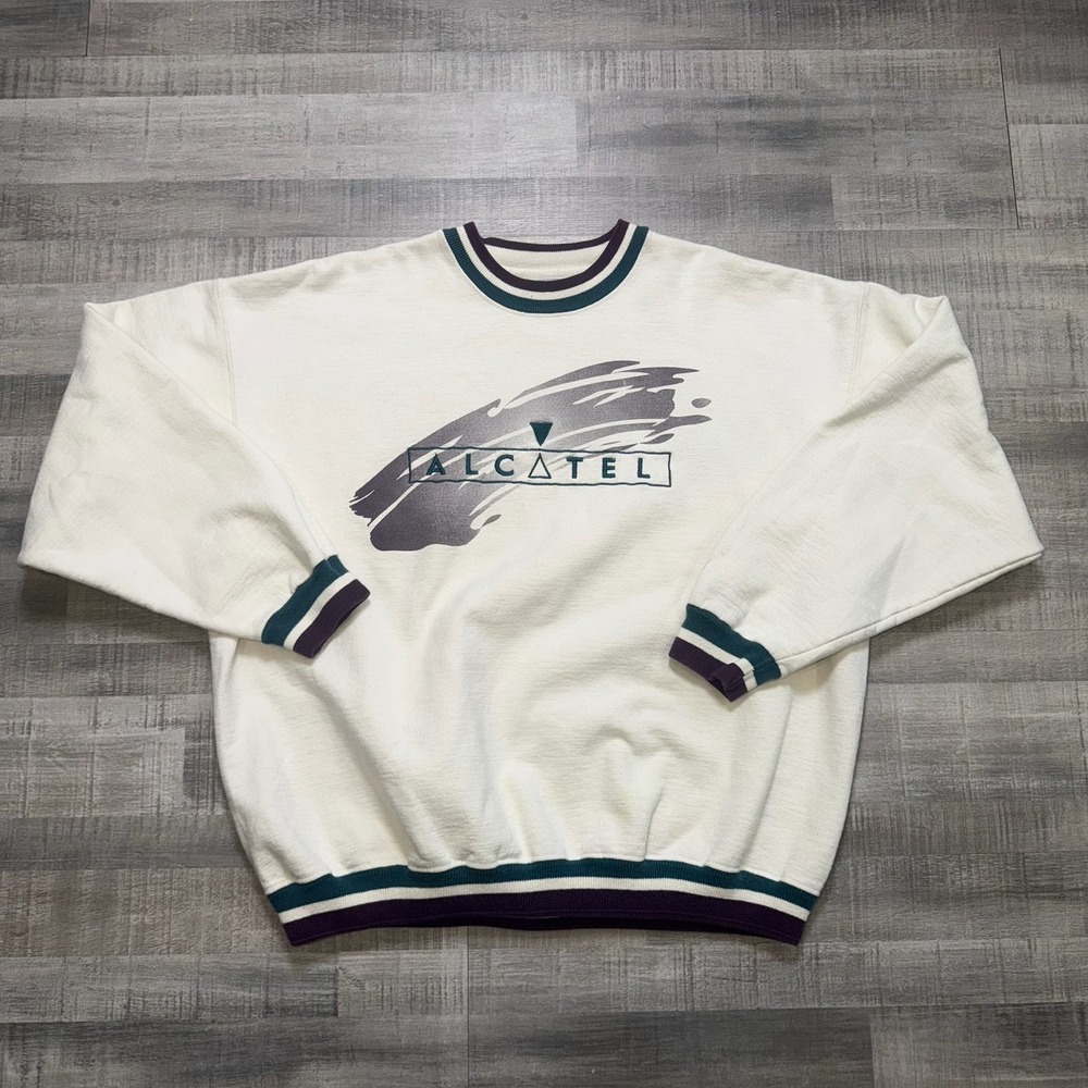 Vintage 90s Willow Point Sportswear Men's XL White Fleece Pullover Sweater